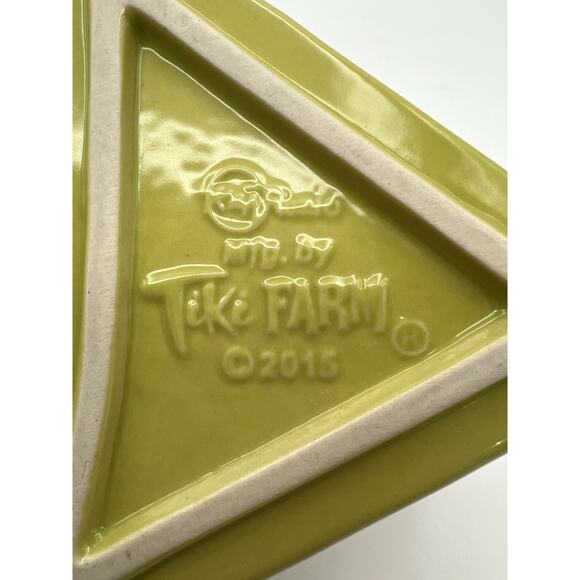 Modfish Bowl Tiki Mug w Fish Tiki Farm Ken Ruzic Green Glaze 2.5" Tall 2015 - Picture 12 of 12